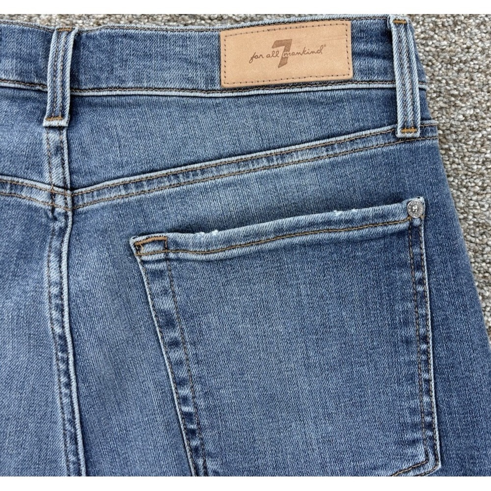 7 For All Mankind Luxe Vintage High Waist Ankle Skinny Womens 30 Blue Distressed - Picture 3 of 12
